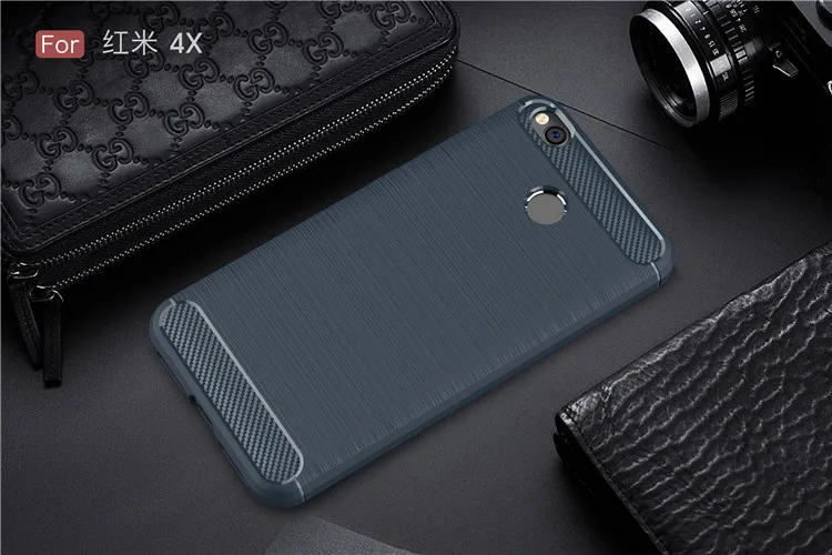 Классический чехол из углеродного волокна для Xiaomi Redmi 4X, противоударный чехол для телефона Redmi 4 X, чехол 360, полная защита, бампер - Цвет: Синий