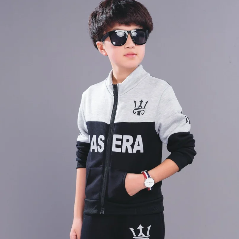 

Spring fall clothing sets for 5-13 years boys long sleeve jacket+pant 2pcs/set teenager boys fashion sport clothing set sport