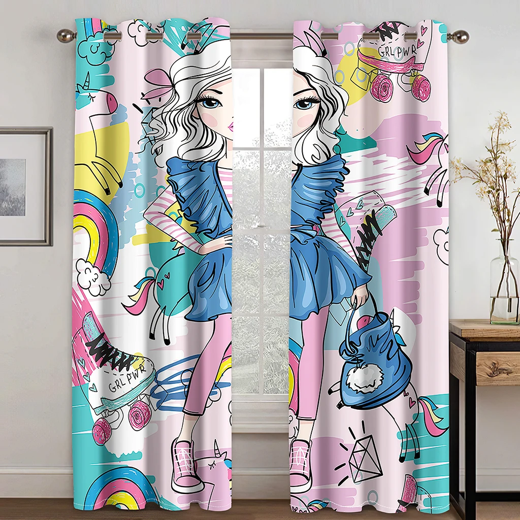 Занавески с крючком современные модные занавески 3D яркими узорами для девочек