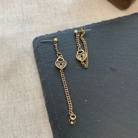 orgin summer temperament chain love heart lock tassel dangle earring for women french bronze metal earrings jewelry accessories