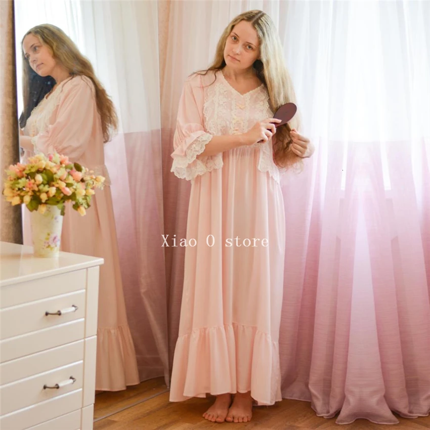 Loose Nightgown Women Long Nightdress Sleepwear Ladies Princess Sleepwear Ankle Length Nightwear Dress