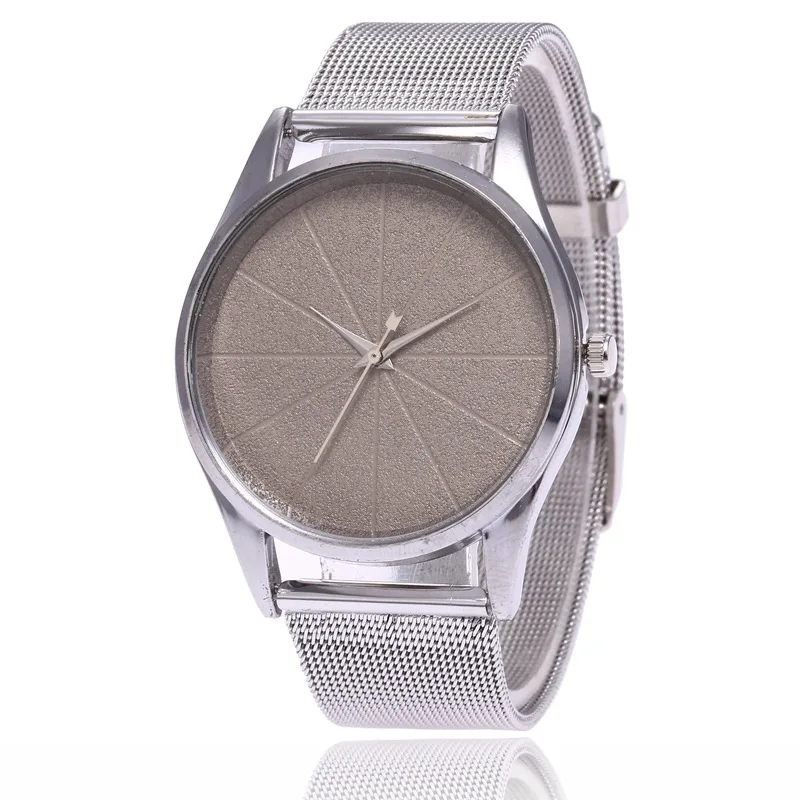 

Ladies Watch No Logo Simple Fashion Color Line Quartz Alloy Mesh Band Watch Silver Steel Band Ladies Watch