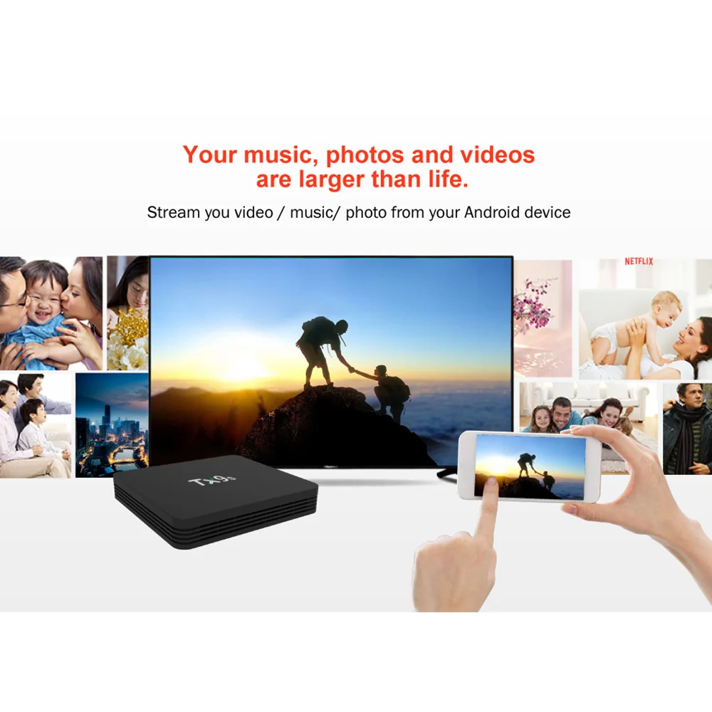 ТВ-приставка TX9S smart Android 4k чип AmlogicS912 2 ГБ 8 медиаплеер приставка с пультом