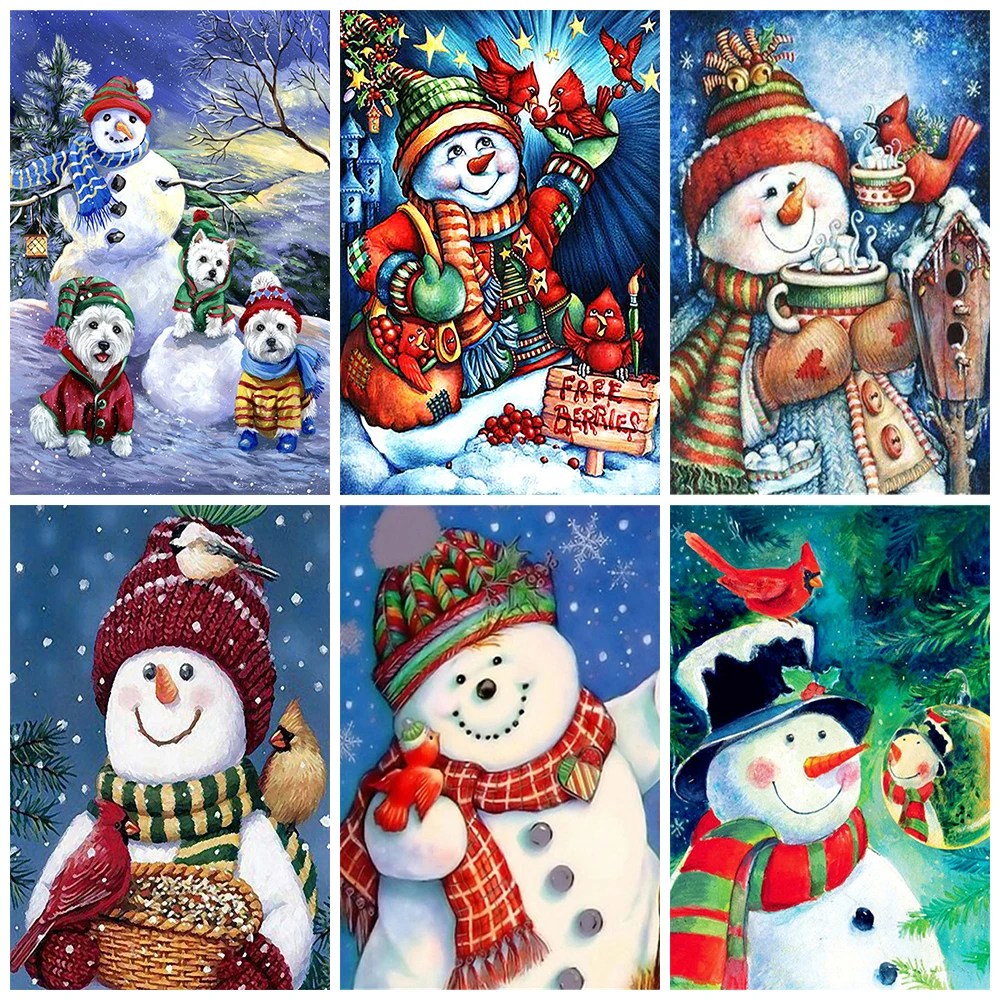 

DIY Diamond Painting Lovely Snowman Full Diamond Embroidery Snowman And Animals Cross Stitch Kit Mosaic Home Decoration Art Gift