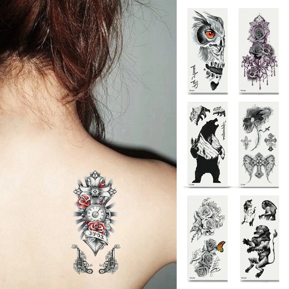 2 листа модный цветок Мультяшные животные Временные татуировки наклейка на тело |
