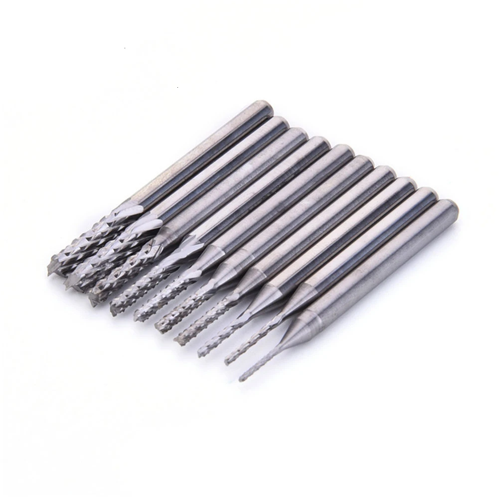 10 шт. набор с титановым покрытием твердосплавные концевые фрезы гравировальный