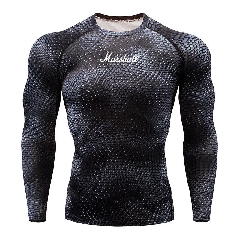 Мужская футболка для бега с 3D принтом фитнеса тренажерного зала MMA Rashguard