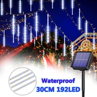 outdoor solar christmas string lights led meteor shower rain lights waterproof garden lamp 30cm 8 tubes 192leds holiday decor