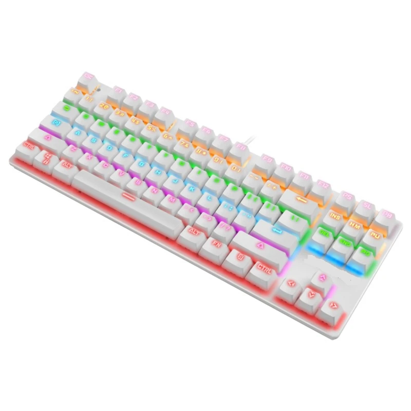 

Mechanical Keyboard 87 Keys Switch Wired Gaming Keyboards with RGB Backlight for Tablet Desktop Russian Sticker PC Computer 103F