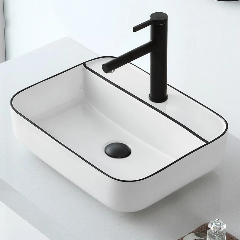 

Single Hole Basin Sink Bathroom Accesssory Countertop Sinks Square Washbasin Ceramic Sink Basins Set White Wash Basin