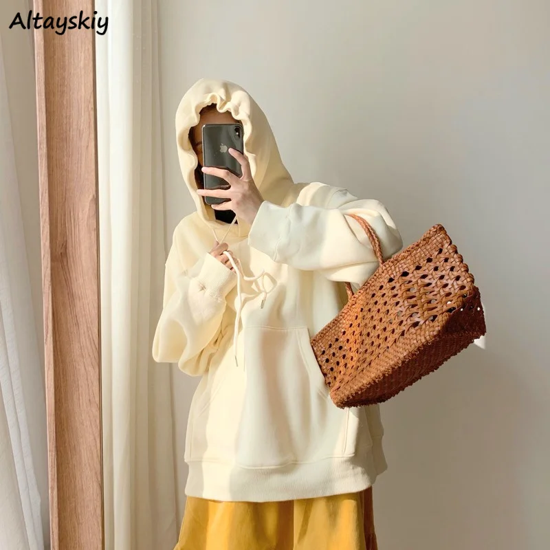 Толстовки женские желтые милые универсальные толстовки с капюшоном для девочек