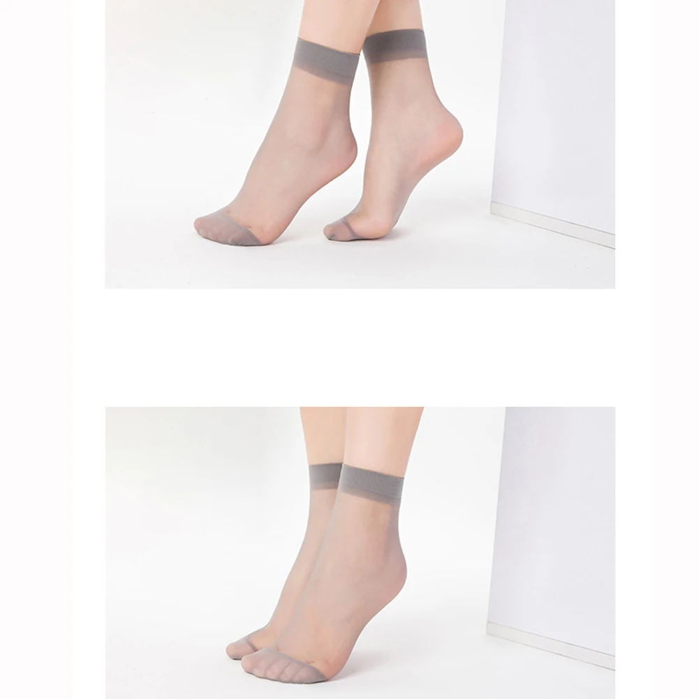 10 Pair Women Socks Elastic Ultra-thin Transparent Short Socks Crystal Socks High Elastic Skin Color Nylon Short Socks Hot Sold