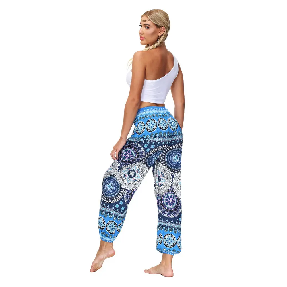 

Women Summer Sunflower Wide Leg Pants Boho Floral Hip Hop Pants Yoga Fitness Sweatpants Ladies Beach Party Sarouel