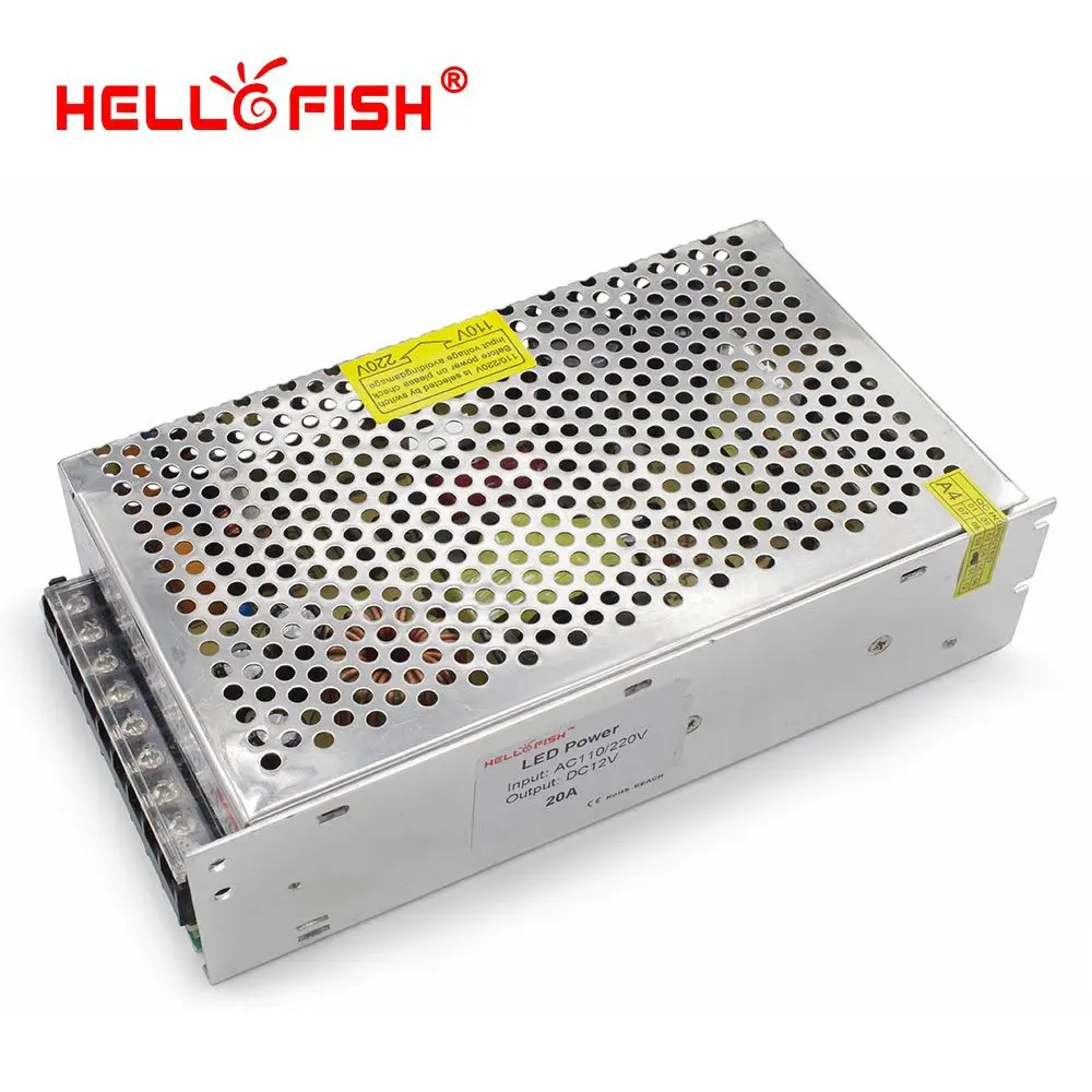 

Hello Fish 12V 20A 240W 12V Led Strip Transformer Switching Power Supply