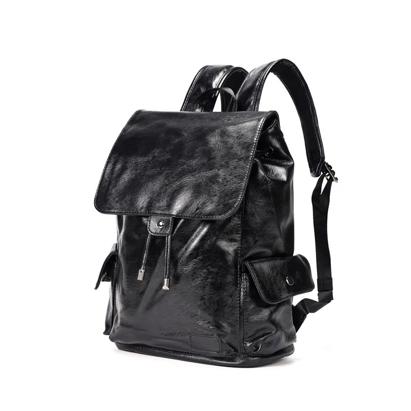 

New Large Maleta De Escuela Fashion String Backpack Korean Style Black Designer Bag Casual Men Leather Bookbag Travel Backpacks