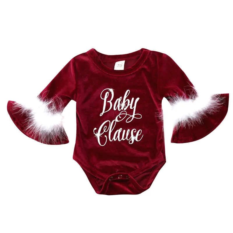 Рождественский наряд Комбинезон для маленьких девочек с длинными рукавами