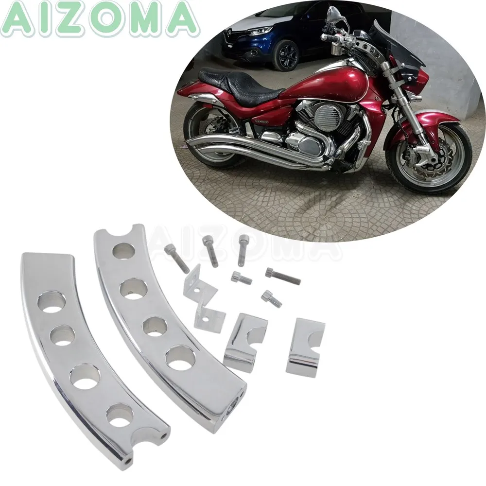 Motorcycle 5-hole Adjustable Handlebar Riser For Suzuki Boulevard M109 M109R  2006-09 CNC Chrome Pullback Handle Bar Risers Kit