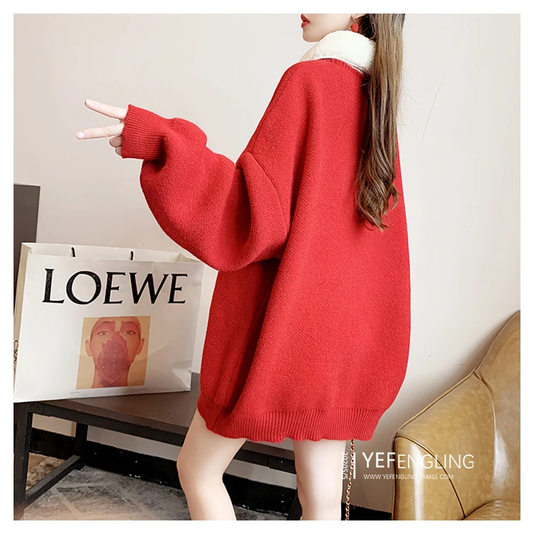 

Hsa Woman Sweaters 2020 Turn Down Collar Cartoon Cute Loose SWEATER Pullovers BEAR Oversized Pull Tops jerseys mujer