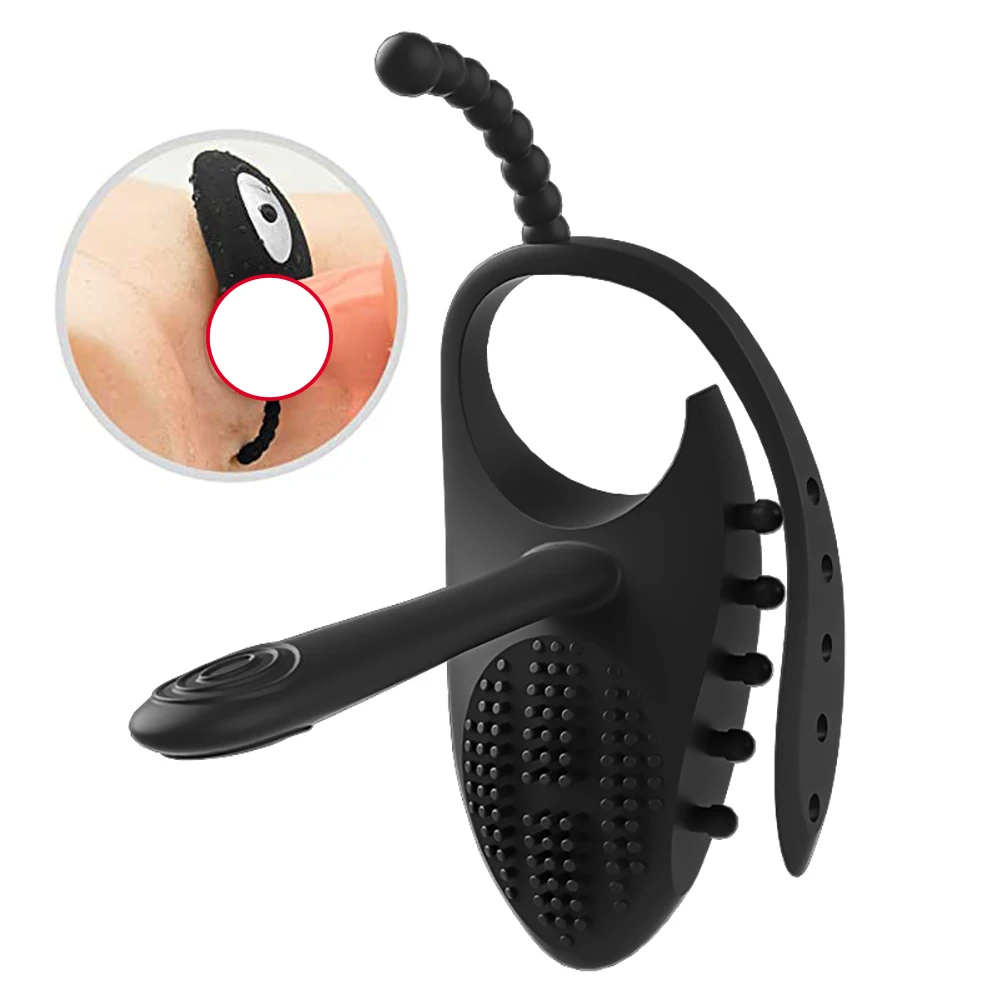 Новейшая модель Вибрирующий пенис кольцо с языком Стимулятор клитора для