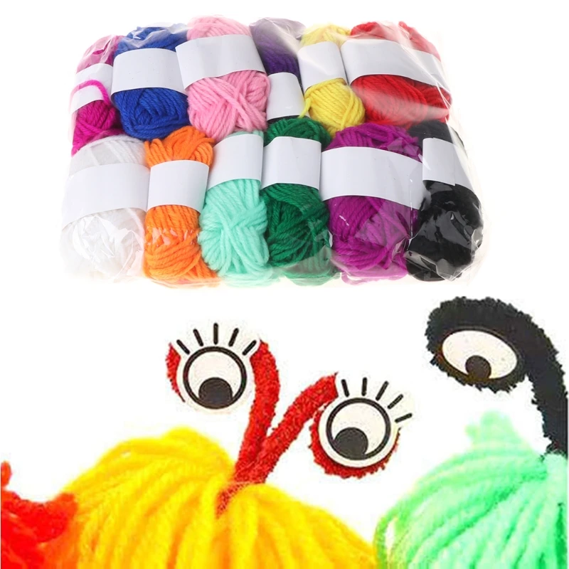 12 разных цветов детская ручная вязальная шерстяная пряжа вязание крючком