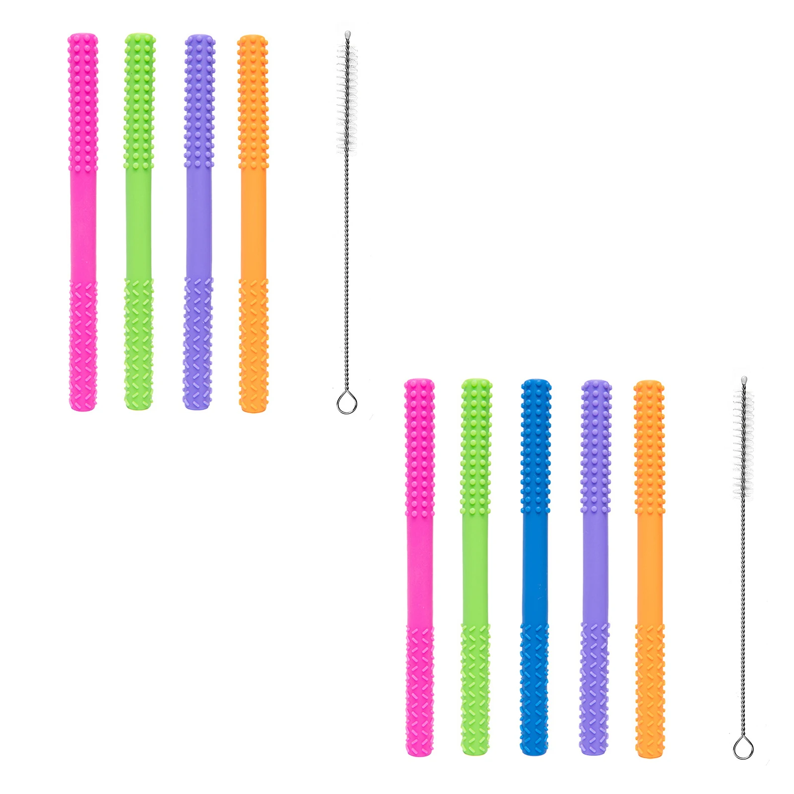 

Safety Easy Clean Soft Baby Silicone Hollow Soft Durable Silicone Texture Design Teething Tube Molar Stick With Cleaning Brush