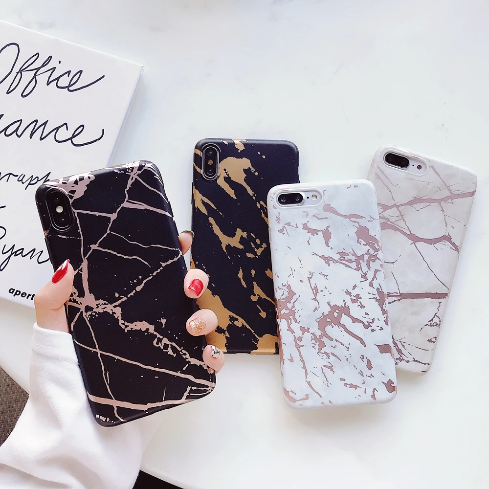 Для Funda iPhone X чехол горячего тиснения мраморный для Etui XR XS XSMax мягкий телефона