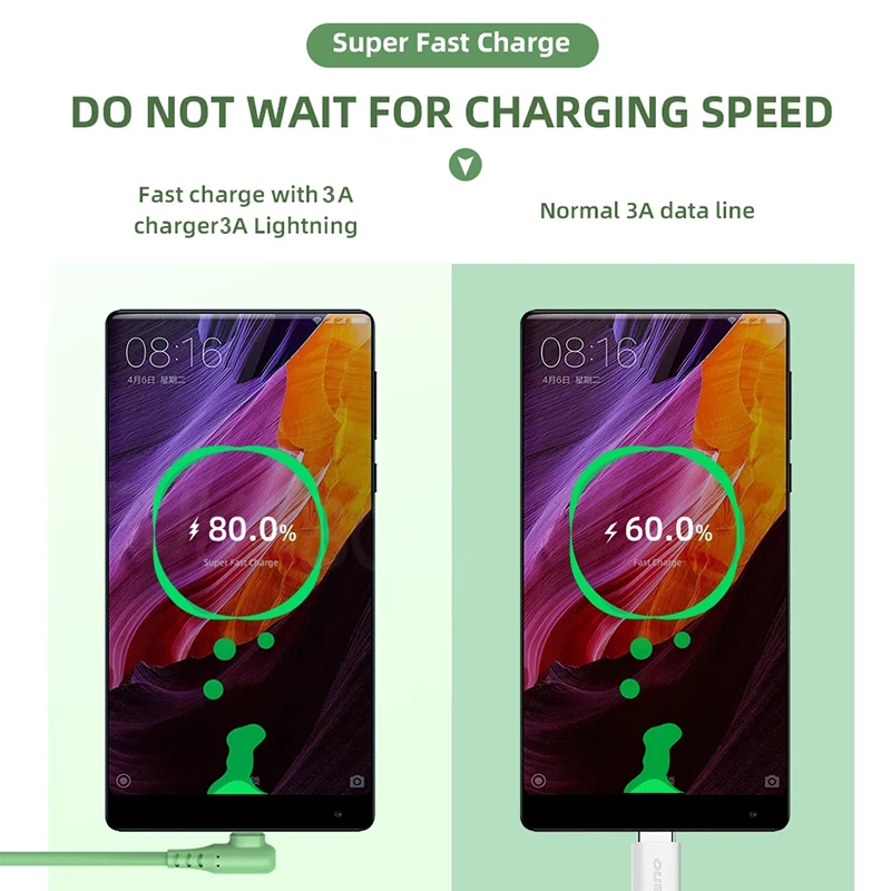Кабель USB Type-C из жидкого силикона 3A для быстрой зарядки шнур передачи данных Xiaomi