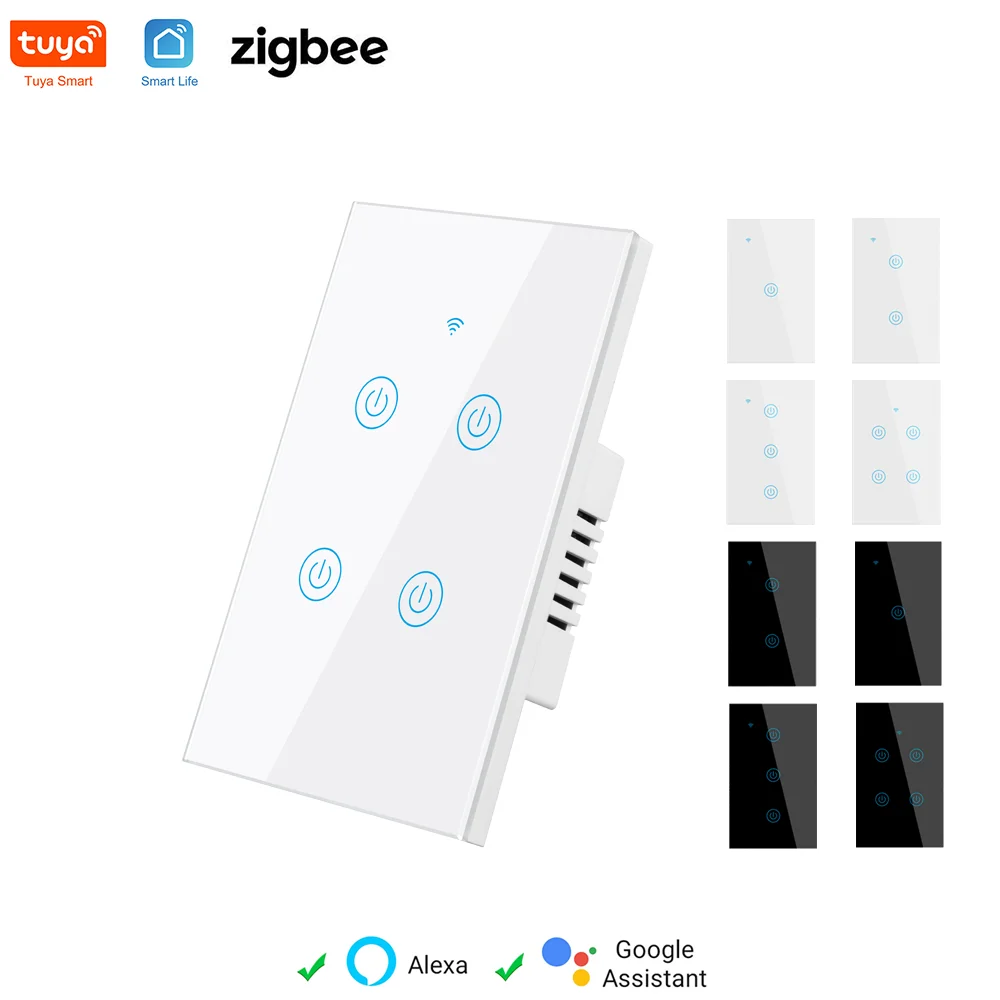

Tuya Zigbee Switch Wall Panel for Smart Home Automation APP Remote Control US Standard Work with Alexa Google Home 1 2 3 4 Gang