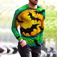 2021autumn new fashion diablo bat printed men oversized t shirt hoome nightmare before christmas mens long sleeve t shirt itachi