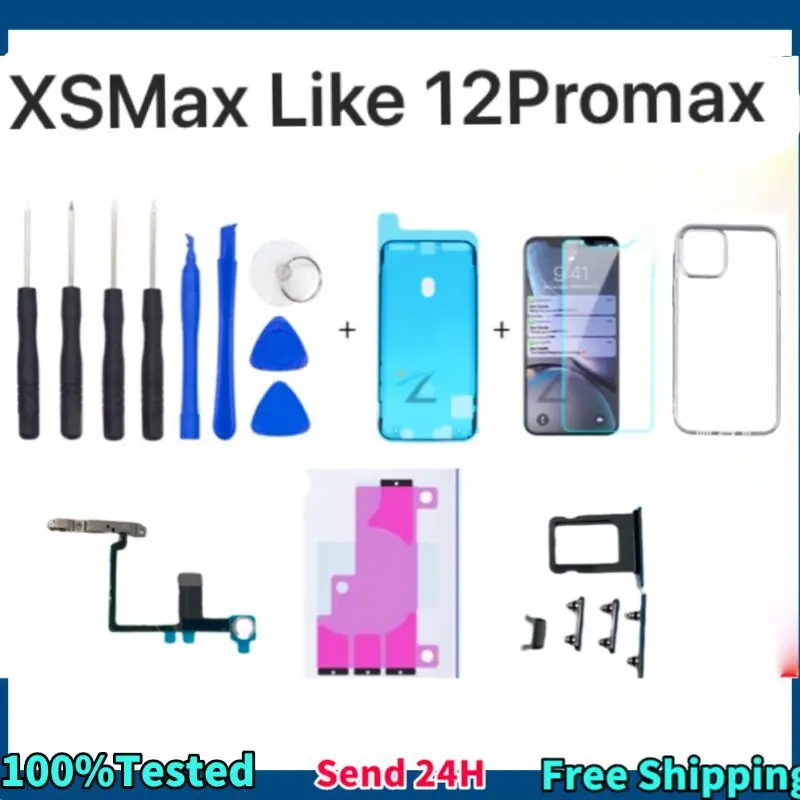 

High Quality 2021 New Battery Cover For iPhone XS Max Like 12 pro Max Housing With Readar + Side key + Tool + Phone Case