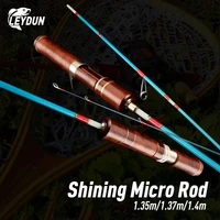 leydun micro fishing rods ul 3 5 section wood handle solid top tip ultralight travel spinning casting trout feeder ejection rod