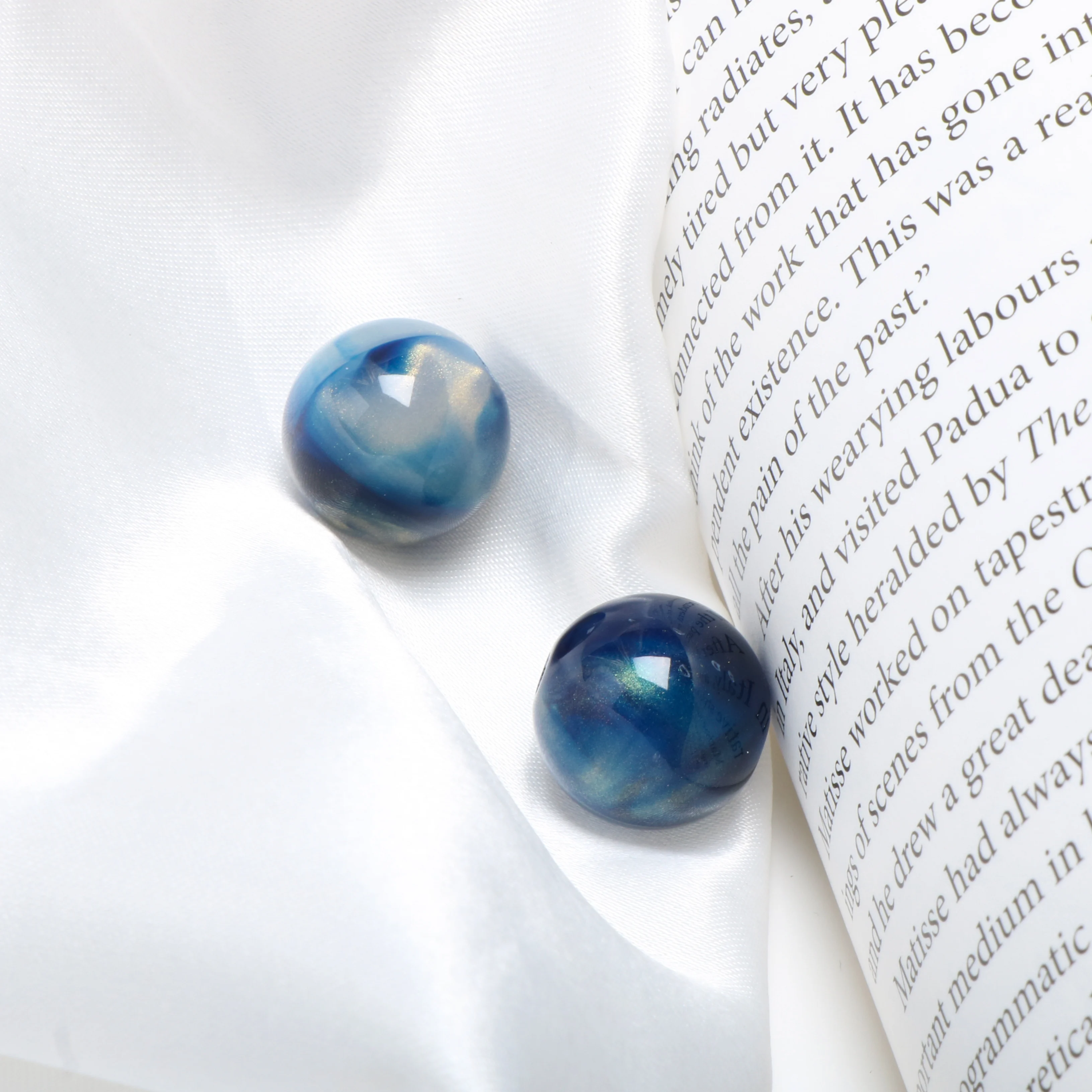 

15mm round bead acrylic magic gold jewelry making straight hole DIY handmade jewelry earrings accessories material 5pcs