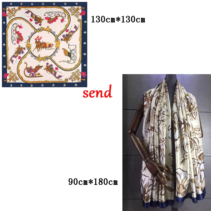 

2021 New Promotion Event Printed Women's Silk ScarvesBuy One Get One Free. Buy 130cm*130cm Twill Scarf For 90CM*180CM Long Scarf