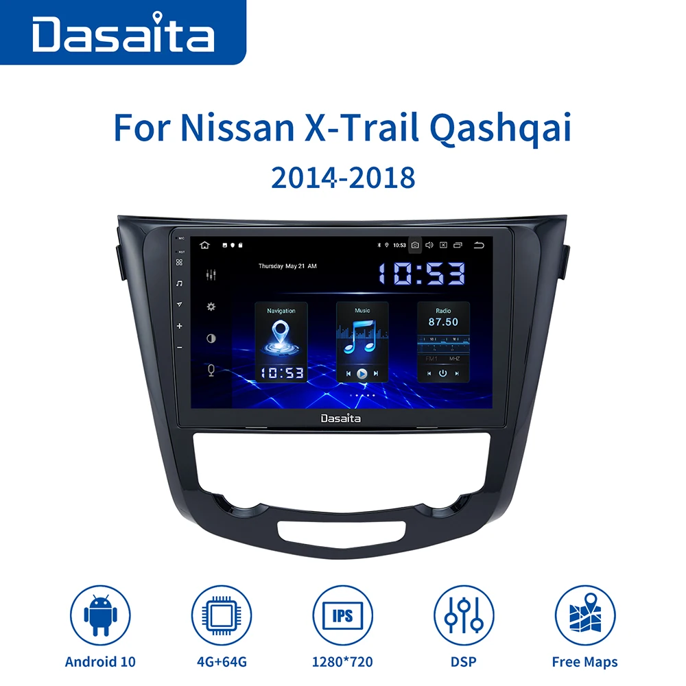 Dasaita Android 10 0 Автомобильный мультимедийный для Nissan X Trail T32 Qashqai j11 j10 GPS 2014 2015 2016 2017 2018