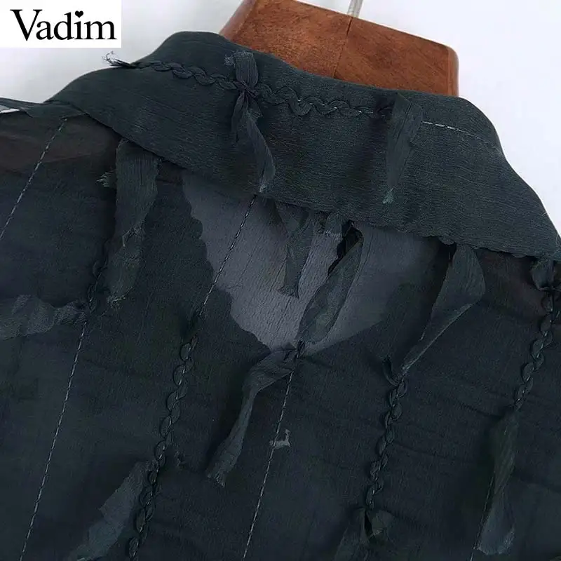 Женское элегантное платье vadim с кисточками Лоскутная Блузка прозрачные рубашки