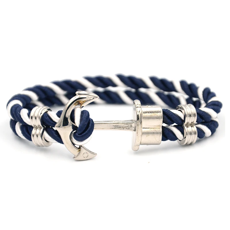 

Anchor Bracelet Made of Nylon in Navy Blue und Anchor Made of Brass