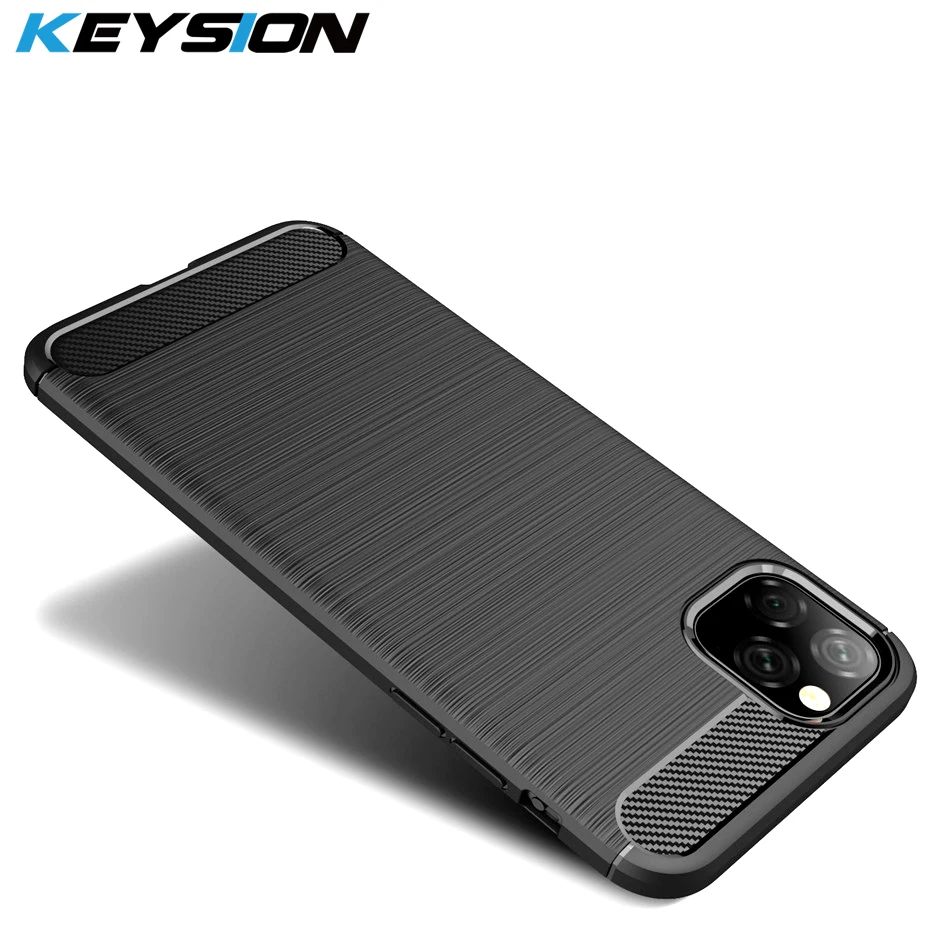 Чехол для телефона KEYSION iPhone 11 Pro Max из углеродного волокна мягкий силиконовый