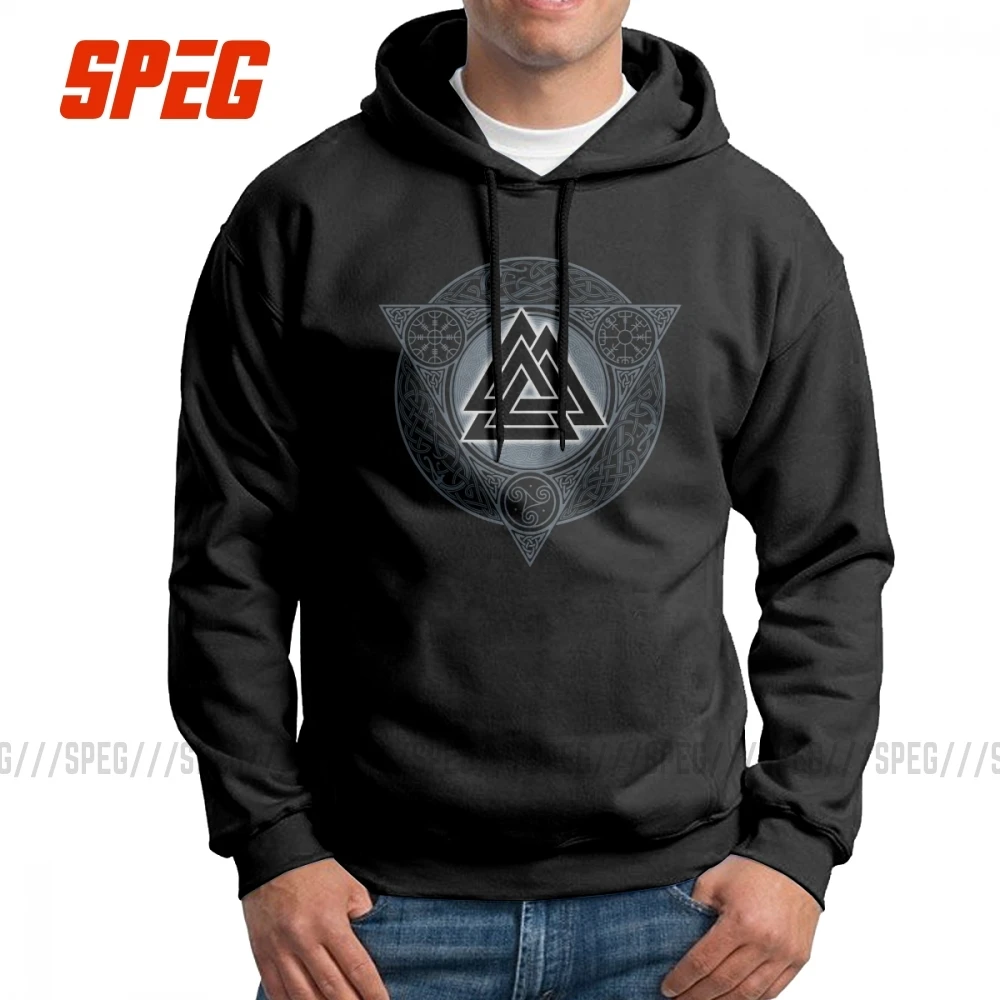 Мужская толстовка с капюшоном Valknut Ice Flame Vikings Valhalla Odin серый свитер из очищенного хлопка пуловер Новинка