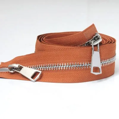 silver-caramel Meetee 120 см 5# Металлические молнии двойной слайдер открытый конец молнии DIY Швейные Инструменты пуховик пальто одежда портной ремонт аксессуары - Цвет: silver-caramel
