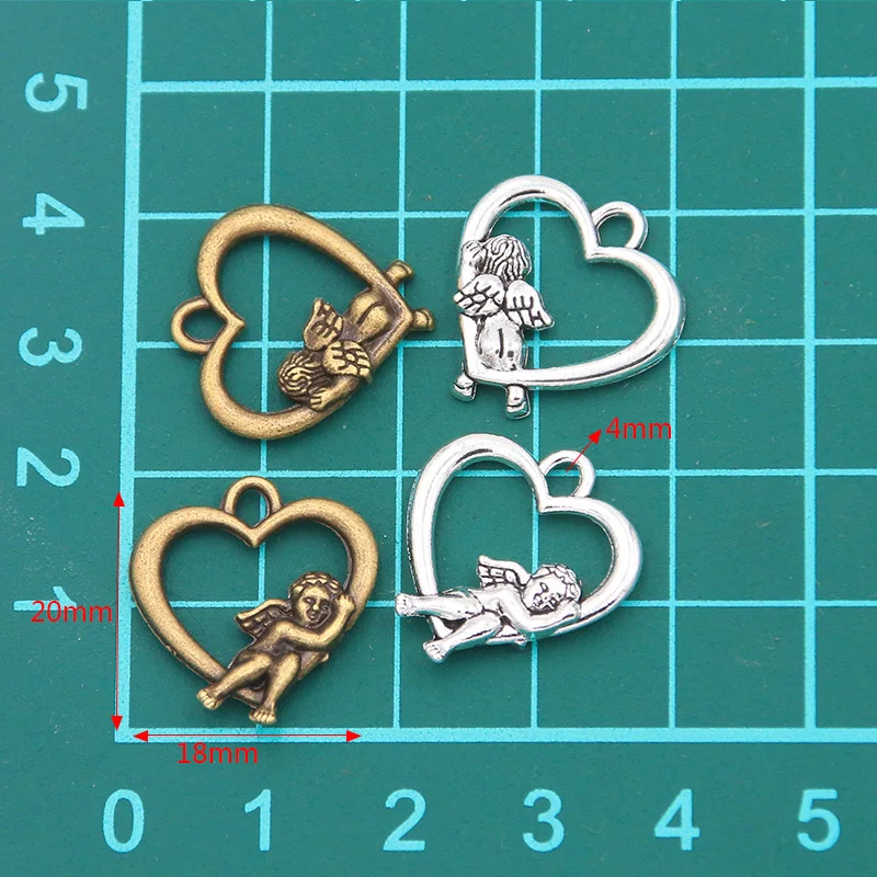 20 шт. 18*20 мм двухцветный амулет с амулетом ангельский малыш металлический сплав