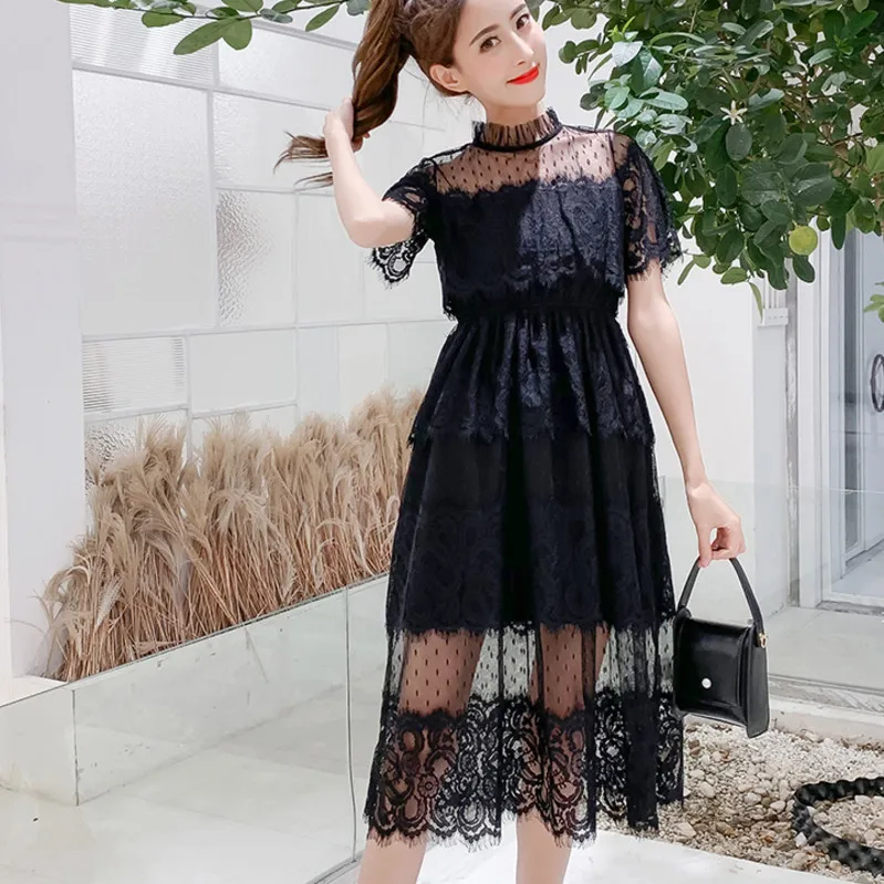 Летнее платье размера плюс сексуальное кружевное для женщин белое длинное