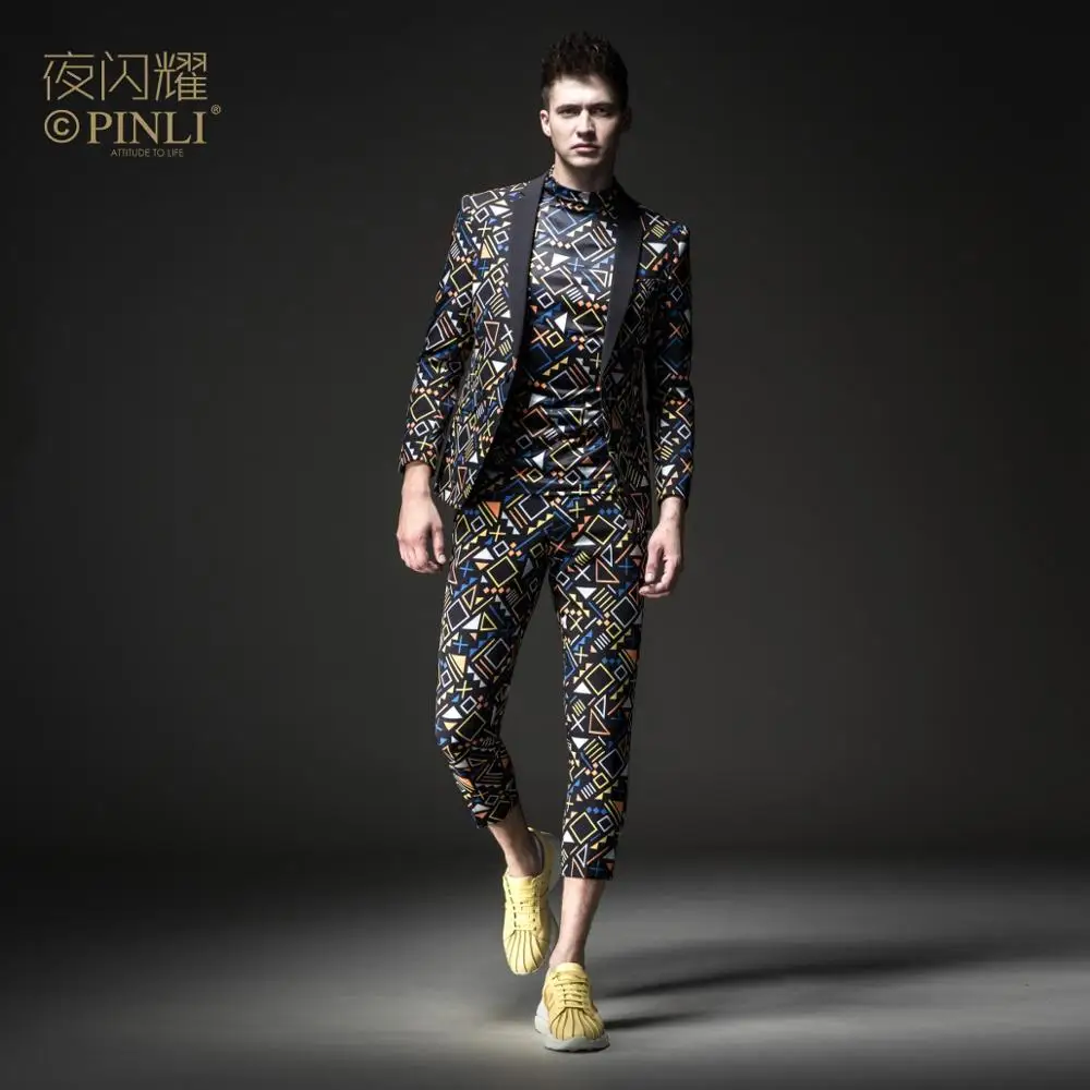 

2 шт./комплект, мужской повседневный пиджак и укороченные брюки