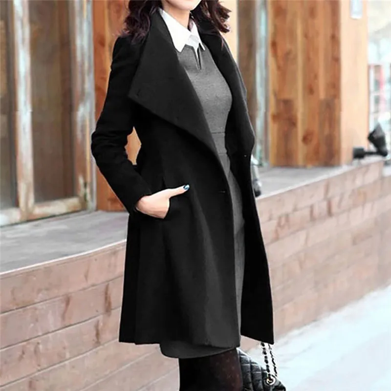 Новинка женское длинное пальто и куртка Осень зима элегантное шерстяное длинные