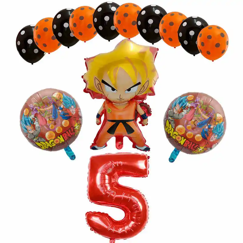 Бургундия 14 шт./компл. с мультяшными принтами, 7 Dragon Ball шар вуконг» Фольга шар шара с цифрой День рождения украшения Гоку для мальчиков детские игрушки расходные материалы - Цвет: Бургундия