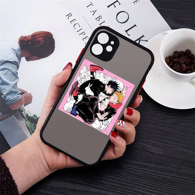 

Anime Jujutsu Kaisen cute cartoon Phone Case Transparent Matte for iPhone 7 8 11 12 s mini pro X XS XR MAX Plus cover funda