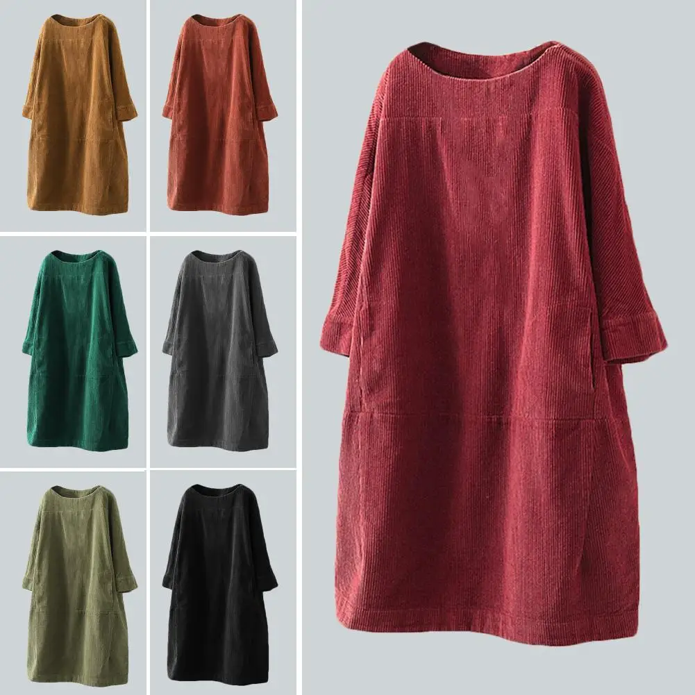 Женское осенне зимнее повседневное теплое однотонное вельветовое свободное