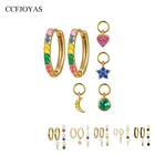 CCFJOYAS 100% 925 стерлингового серебра CZ серьги-кольца с цирконом для женщин простой мини четыре маленькие подвески серьги золотые украшения