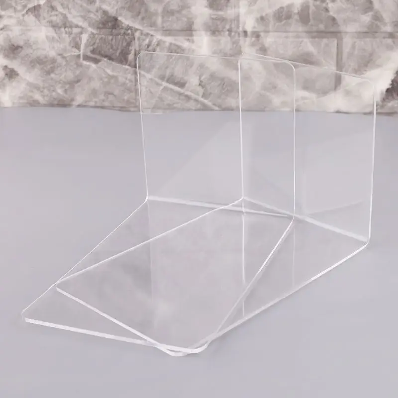 2Pcs Clear Acrylic Bookends L-shaped Desk Organizer Desktop Book Holder School Stationery Office Supplies 19QA | Канцтовары для