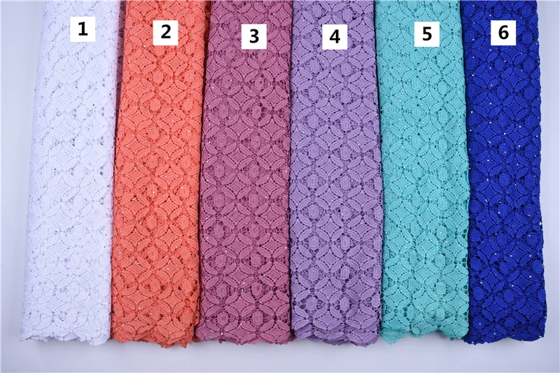 Лидер продаж чистый белый цветочный нигерийский гипюр сетевая Кружевная Ткань 5