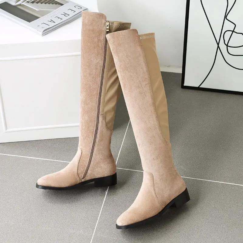 Женские высокие сапоги из лайкры Taoffen зимние теплые 4 цветов размеров 33-46 на